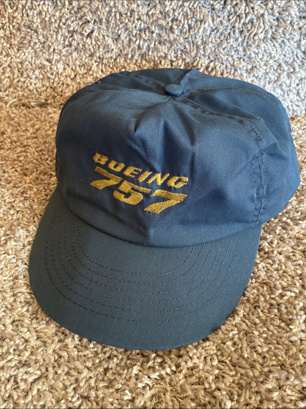 Vintage Boeing 757 Embroidered Aviation Navy Blue Cap